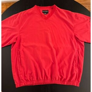 Footjoy Golf Windshirt Mens XL Red V-Neck‎ Short Sleeve Lightweight Pullover